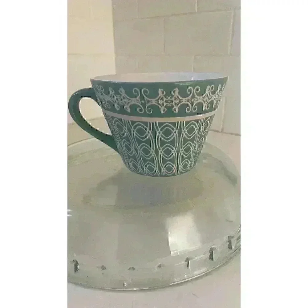Mulberry Home Collection Tiffany Blue & White Geometric Wide Mouth Coffee Mug